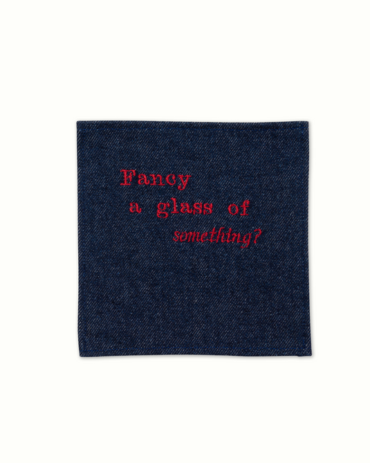 'Fancy a glass of something?' Denim Coaster Set
