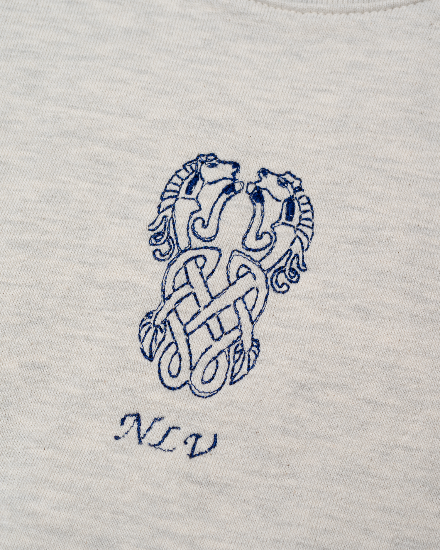 Gray Celtic Seahorse Sweater in Oatmeal